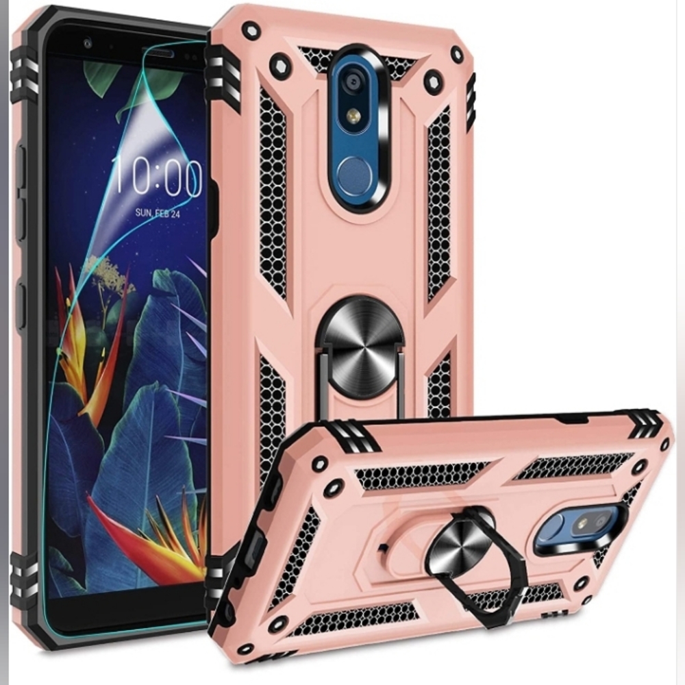 Gritup Metal Ring Kickstand Armor Cover Phone Case for LG K40, LG Solo Rose Gold